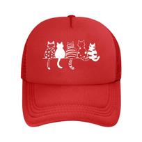 Green Cute Cat Pattern  Mesh Baseball Cap Hip Hop Adjustable