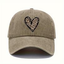 Valentines Day leopard print heart print retro lightweight washable adjustable baseball cap Womens sun hat Adjustable