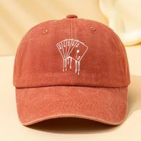 Poker card printed washed baseball cap versatile classic curved brim hat suitable for vacation travel camping and leisure Adjustable