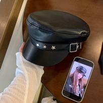 Star Pu Leather Beret Korean Style Painter Hat Retro Octagonal Hat  Autumn