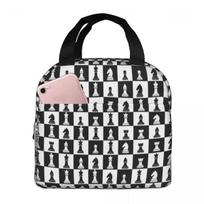 Black And White Chess Board Pattern Insulated Lunch Bag for Women Kids Portable Food Boxes Thermal Lunch Box Tote One Size