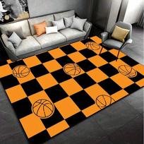 Basketball Checkered Rug: Modern Sports Themed Carpet for Game Rooms & Kids' Play Areas Anti slip carpet can be machine washed 50x80cm