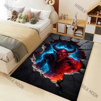 Halloween Decor Hell Death Print Carpet for Living Room Bedroom Bedside Floor Mat Cloakroom Sofa Area Rug Holiday Gift 40x60cm