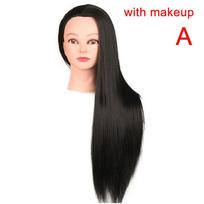 Manekeno galva su plaukais, skirtas šukuosenų formavimui, dažymui, kirpimui, kirpėjų mokymui A (with makeup)