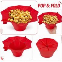 Foldable Silicone Popcorn Bucket Collapsible Snack Bowl Portable and Space Saving Design for Easy Storage and Use at Home or Outdoor Activities One Size raudona