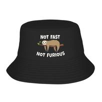 Sloth Not Fast Not Furious Bucket Hat for Girl Beach  Sun Hat Hip Hop Foldable for Outdoor FisherUnisex Cap Session Hats One Size