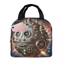 Steampunk Moon In Space Insulated Lunch Bag for Women Kids Portable Food Boxes Thermal Lunch Box Tote One Size