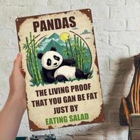 Planetjuice CuddlyTown Panda Metal Sign Kitchen Bar Cafe Home Decor Gift (as the picture,20x30)