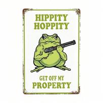 Planetjuice Funny Frog Metal Tin Sign No Trespassing Vintage Wall Decor Hippity Hoppity Bedroom Bathroom Garden Warning Retro House Gift (as the picture,20x30)