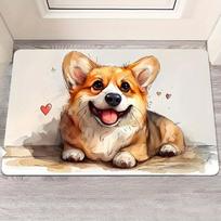 Cute corgi non slip floor mat - indoor and outdoor absorbent floor mat suitable for home decoration,durable and fashionable 40x60cm
