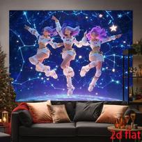 2D Magical Anime Astronaut Girls Celebration Photography Background 47.2x31.5inch/120*80cm