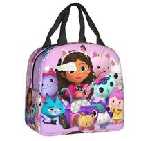 Gabbys Dollhouse Insulated Lunch Tote Bag for Women Mercat Cat Portable Thermal Cooler Bento Box School 22x20x10cm  9x8x4in
