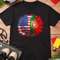 USA vs Portugal Soccer Shirt, World Cup 2026 Fan Tee, Patriotic Football T Shirt, American Portuguese Flag Soccer Ball Gift 2XL