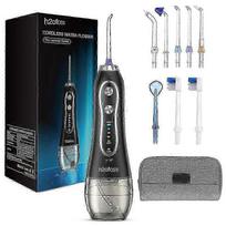 H2ofloss HF-6 Cordless Water Flosser 5 Nozzle Tips Water Irrigator Portable Rechargeable IPX7 Waterproof Irrigator for Dental Oral & Braces Cleaning