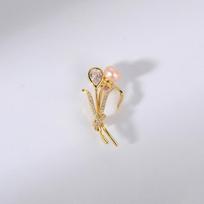 Bo Xin Yun Elegant Zircon Freshwater Pearl Tulip Brooch Lapel Pin for Clothing Accessories.