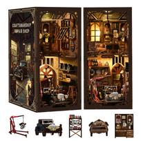 Tecnock3D 3D Book Nook Kit Diorama DIY Miniature House Wooden Assembly Kit with Built-in LED Lights Adult Hobby Exquisite Detail Interior Display