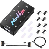 Iesooy 5V 3-Pin ARGB Controller - SATA Powered ARGB Controller PC Lighting Hub, 8-Way Addressable ARGB Splitter, Supports RGB and OpenRGB Signals