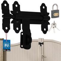 Kotarbau® Garage Gate Latch Bolt Closure Gate Door Lock Black Steel 150 Mm + Padlock