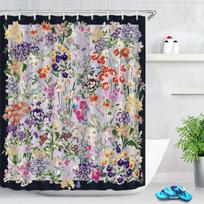 Pink Tulip Bathroom Curtain Flower Plant Shower Curtain Bathroom Polyester Waterproof Decorative Curtain with Hooks (as the picture,W90xH180cm)