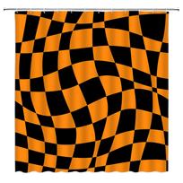Multicolored Checkered Retro Fabric Shower Curtain for Bathroom Waterproof Modern Groovy Aesthetic Shower Curtain Set with Hooks (as the picture,W90xH180cm)