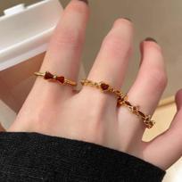 Women's Adjustable Retro Red Glaze Diamond Ring auksas