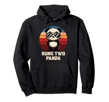Two pandas, a boy and a girl, celebrating their 2nd birthday, wearing hoodies.