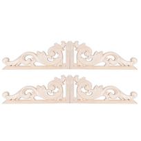 4pcs Wood Wood Carving Applique Light Brown 5.12x2.76x0.35in Furniture Wood Decal Solid Wood Texture Wood Carving
