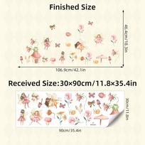 Cute Flower Fairy Butterfly Wall Stickers Cartoon Fairy Tale Decor for Kids Room Bedroom Kindergarten (as the picture,30x90CM)