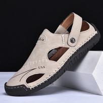 2026 Men's Summer Sandals: Handmade Stitching, Breathable, Two-Way Wear, Large Size Slides 39