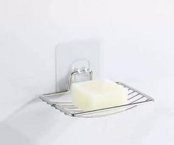 1pc Stainless Steel Soap Rack Soap Box Light Luxury Shelf Punch-free Nail-free Bathroom Single Layer Drain Wall Hanging