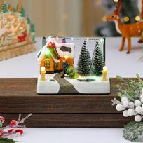 New Resin Christmas Glowing Music Box LED Light Up Village DIY Christmas Ornament Xmas Lighting Music Box New Year's Gift