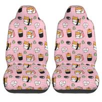 Cute Shiba Inu Sushi Pattern 2 Pieces Covers Front Car Seat Universal Protector Cushion Cover Saddle Comfort Covers Fit Most Car juoda