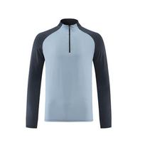 2024 Men's Long Sleeve Quick Dry Half Zip Running T-shirt - Stand Collar Fitness Wear for Spring and Autumn XXXL mėlynai pilka spalva