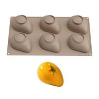 6 Cavity Mango Shape Silicone Mold Food Grade Flexible Non Stick French Mousse Pudding Baking Mold for Dessert Chocolate Soap Making one size kava