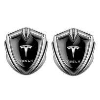 2pcs 3D Metal Shield Car Side Fender Emblem Badge Sticker Decal for Tesla Model Y 3 S X 2018 2024 Car Decorate Accessorie For Tesla