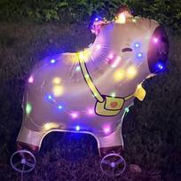 With Light Cartoon Animal Balloon Square Shape With Wheels Walking Balloon Q Version Standing Design 3D Balloon Children's Party as show