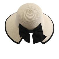 Sweet Large Bow Straw Weave Sun Hat Wide Brim Fisherman Hat Sunscreen Bucket Hat Bohemian Breathable Bowknot Sun Cap Outdoor smėlis