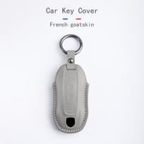 Goat Leather Car Key Cover for Porsche Cayenne Panamera Taycan 911 Macan 718 Auto Accessories