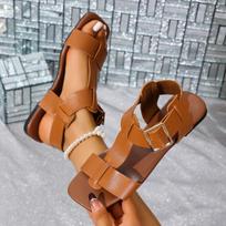 Plus Size Hollow Out Open Toe Buckle Women Summer Flat Sandals Non Slip Comfort Casual Footwear for Ladies Beach Daily Wear 38 ruda
