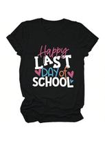 Wounisex's Happy Teacher Bright Student Printed Tee Funny Teacher's Day T-Shirt Back To School Graphic Teacher Tops S