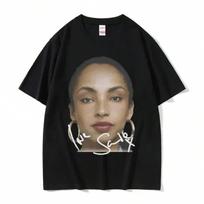 90s Singer S-Sade Print Graphic T Shirt unisex Wounisex Hip Hop Vintage Short Sleeve T-Shirts   Oversized T-Shirt Streetwear S