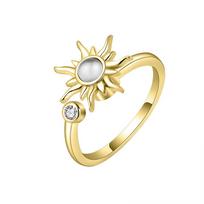 Stainless Steel Sunflower Sun Star Fidget Spinner Rings For Women Anxiety Stress Relief Crystal Flower Butterfly Jewelry Gift
