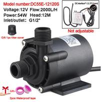 Silent Brushless Motor, DC12/24V   2000/2400  L/H Circulating Booster Pump, Maximum Head 12/16M, Can Be Equipped with EU Adapter black