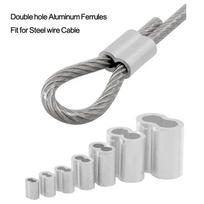 M1 to M12 Various Specifications Steel Wire Cable Rope Fixing Clip 8-Shape Double Hole Aluminum Ferrules Clamps Crimping Loop M1 100pcs