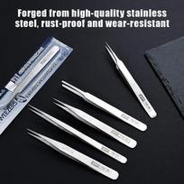 6Piece Stainless Steel Tweezers Bent Straight Tweezers For Fine Work In Crafts