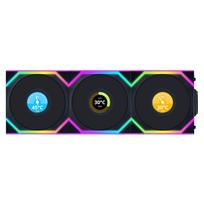 LIANLI 120mm ARGB Fan Reverse Model UNI FAN RS SL LCD Wireless 120 BK Triple Pack 1.6-inch LCD Screen 2.4GHz Wireless Cable Management-Free FDB Side