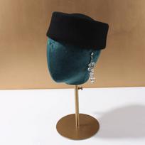 New Hard Top Wool Felt Berets Concave Top British Retro Wedding Fascinator Hats Vintage Fedoras Hats Formal Events
