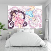 90×150cm Anime Nekoparas Wall Tapestry Kawaii Background Cloth Wall Decoration Psychedelic Girls' Dormitory Pink Room Banner 60CMx90CM