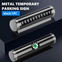 1PCS Metal Car Temporary Parking Card Phone Number Card Accessories For Skoda Kamiq MK3 Roomster Rapid Kodiaq Karoq Fabia Enyaq