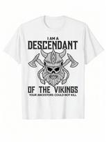 unisex'S T-Shirt Featuring Viking Norse Mythology, With A Design Of A Viking Warrior Helmet And Axe. Casual Round Neck, Short Sleeves, Machine Washabl S